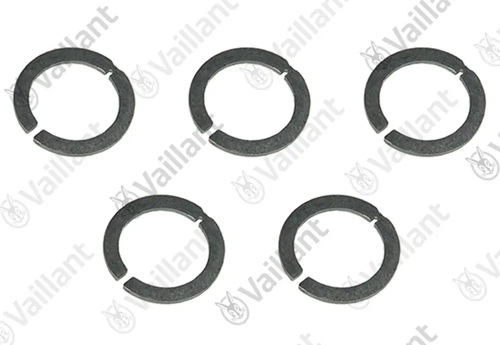 Fünf schwarze Ringe, die für Anschlusszubehör von Vaillant geeignet sind. Die Ringe sind kreisförmig mit einer schmalen Öffnung.